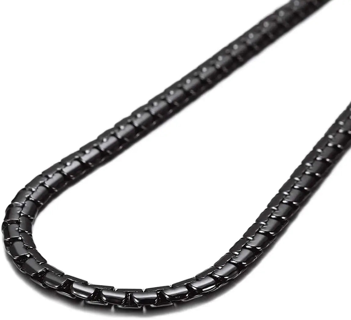 FLAT BLOCK CHAIN STEEL NECKLACE