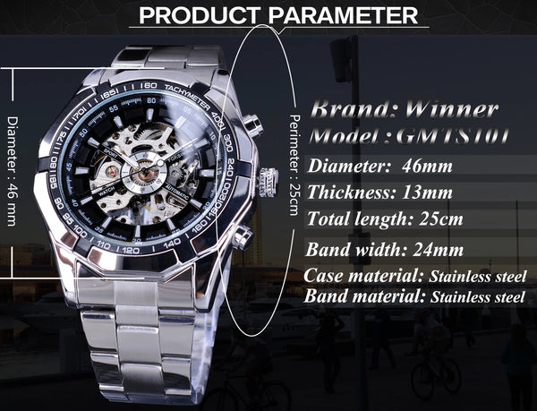 CLASSY SILVER MECHANICAL WATCH