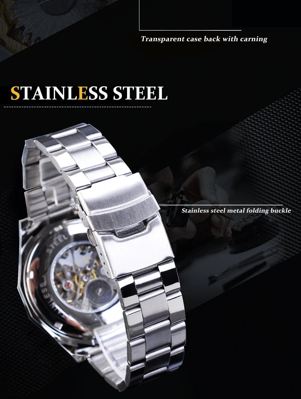 CLASSY SILVER MECHANICAL WATCH