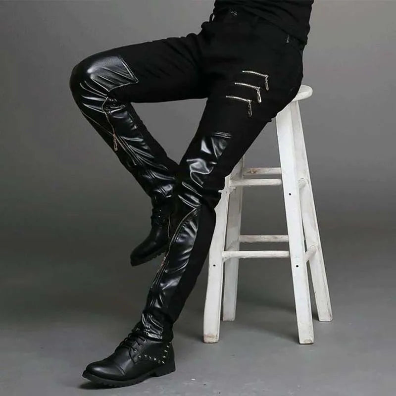 SLIM TIGHT BLACK LEATHER PANTS