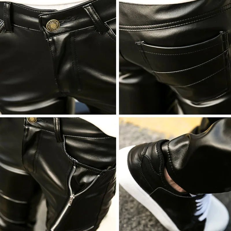 FAUX LEATHER BIKER PANTS WITH ZIPPER