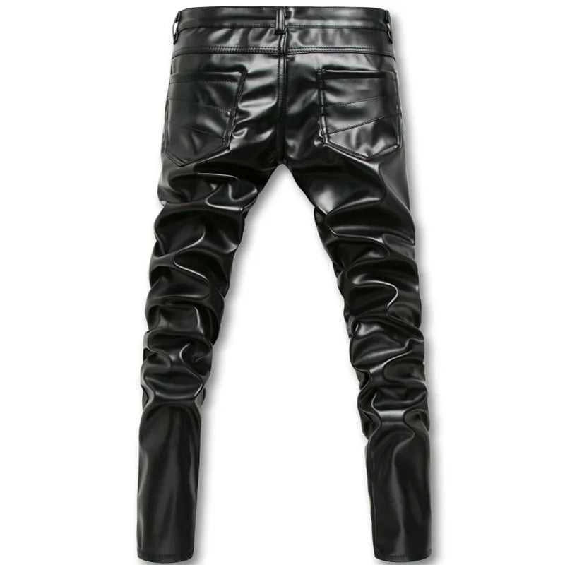 FAUX LEATHER BIKER PANTS WITH ZIPPER