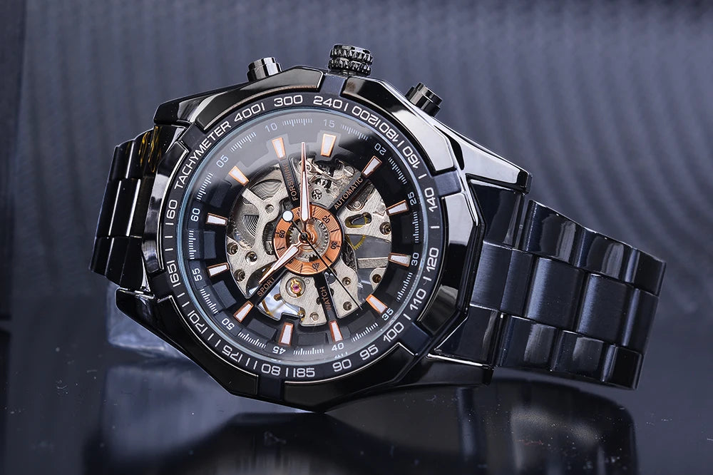 CLASSY SILVER MECHANICAL WATCH