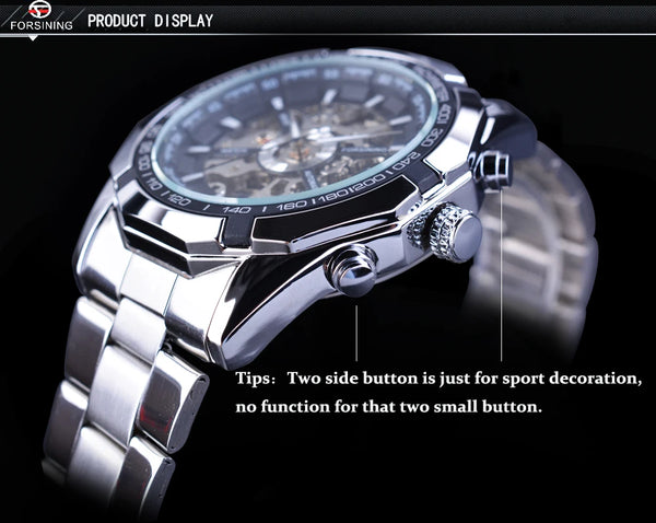 CLASSY SILVER MECHANICAL WATCH