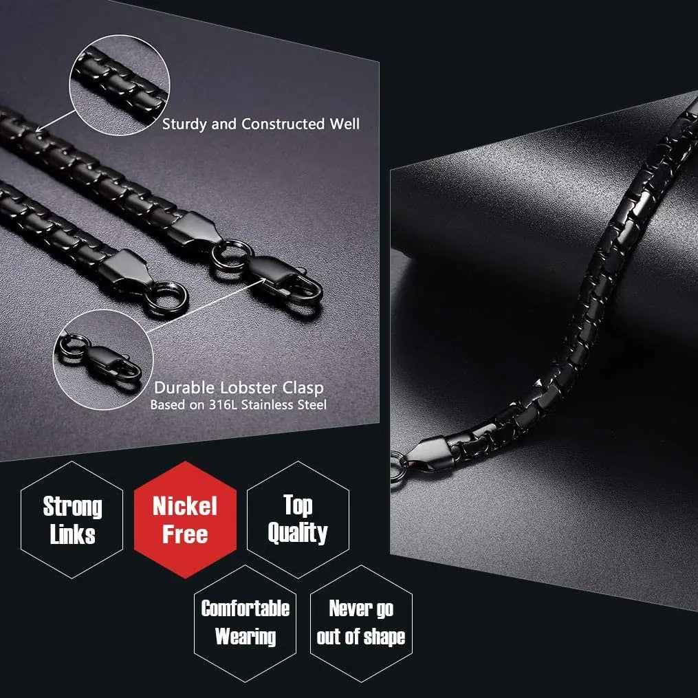 FLAT BLOCK CHAIN STEEL NECKLACE