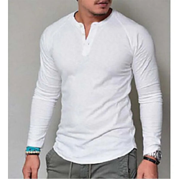 LONG SLEEVE V-NECK COTTON T-SHIRT