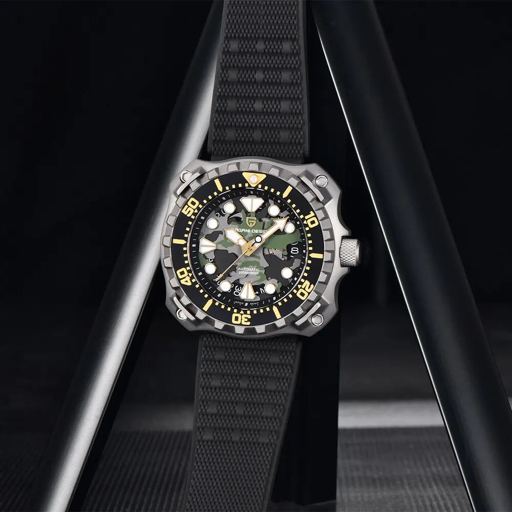 CAMOUFLAGE HOLLOW DIAL MECHANICAL WATCH