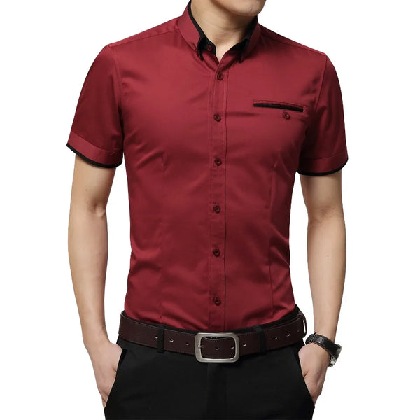 SHORT SLEEVE TURN DOWN COLLAR SHIRT