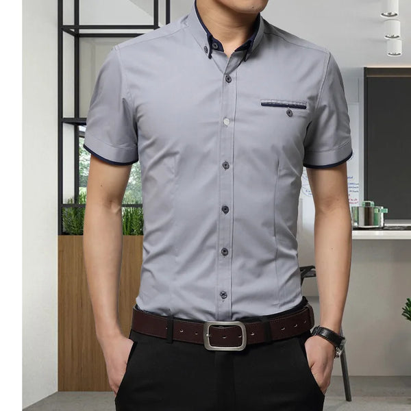 SHORT SLEEVE TURN DOWN COLLAR SHIRT