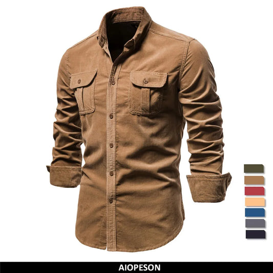 SOLID COLOR CORDUROY SHIRT