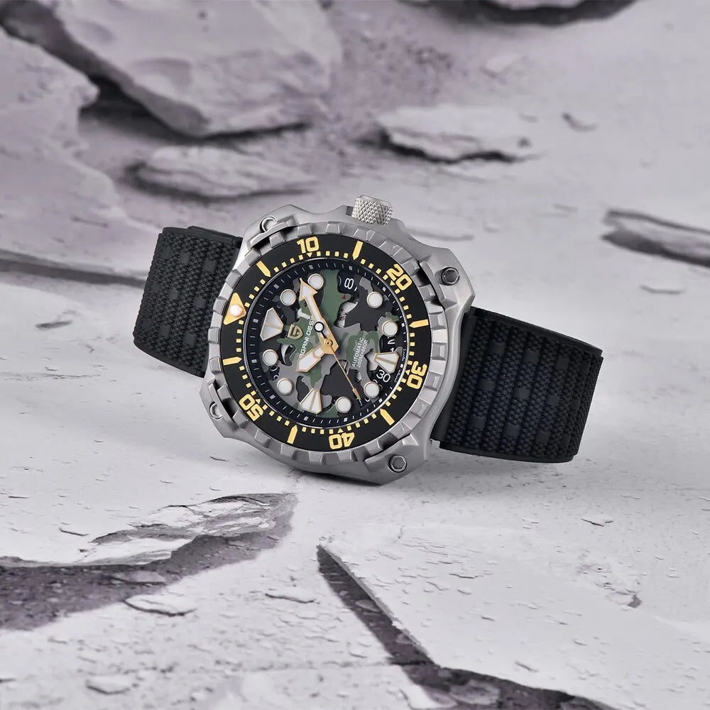 CAMOUFLAGE HOLLOW DIAL MECHANICAL WATCH