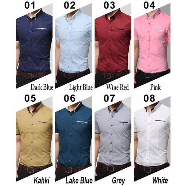 SHORT SLEEVE TURN DOWN COLLAR SHIRT