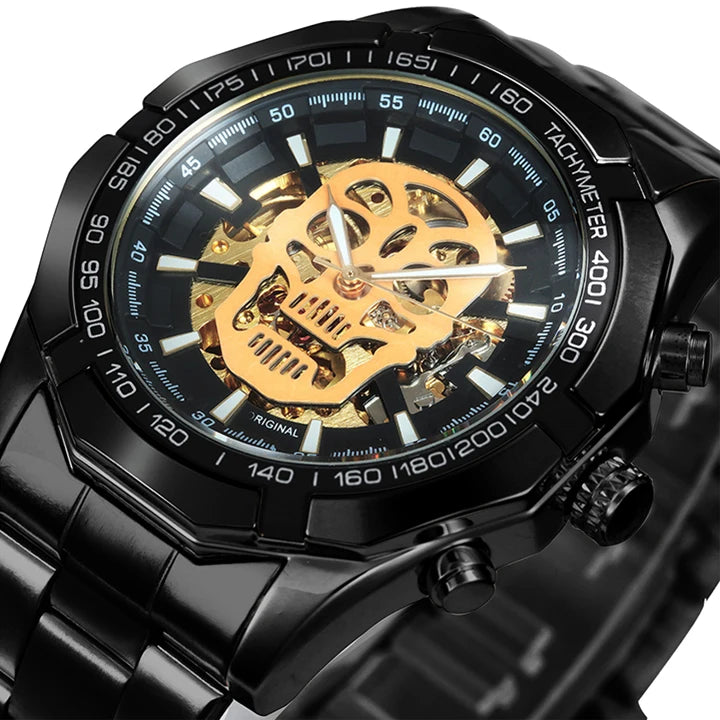 STEAMPUNK SKULL LOGO MECHANICAL WATCH