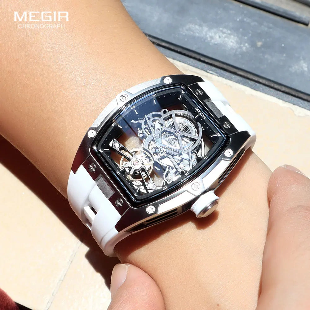 VINTAGE DESIGN MECHANICAL WATCH WITH SILICONE STRAP