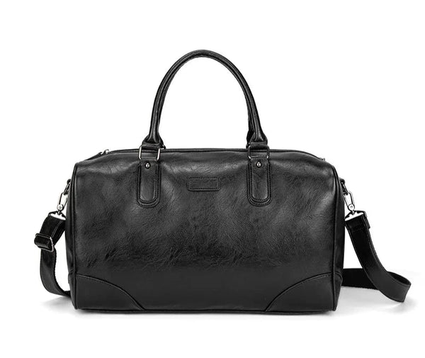 BLACK  PU LEATHER GYM BAG