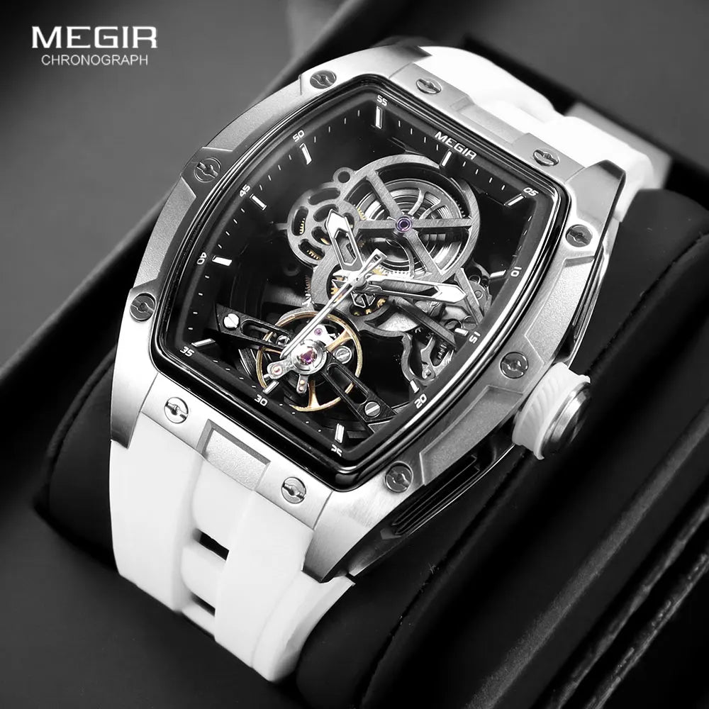 VINTAGE DESIGN MECHANICAL WATCH WITH SILICONE STRAP